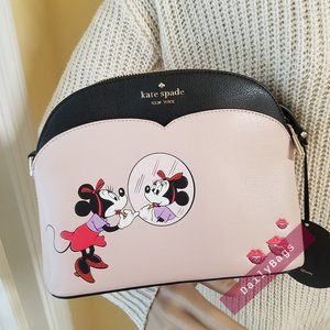 NWT KATE SPADE 100% AUTHENTIC DOME MINNIE MOUSE BLACK WARM VELLUM CROSSBODY